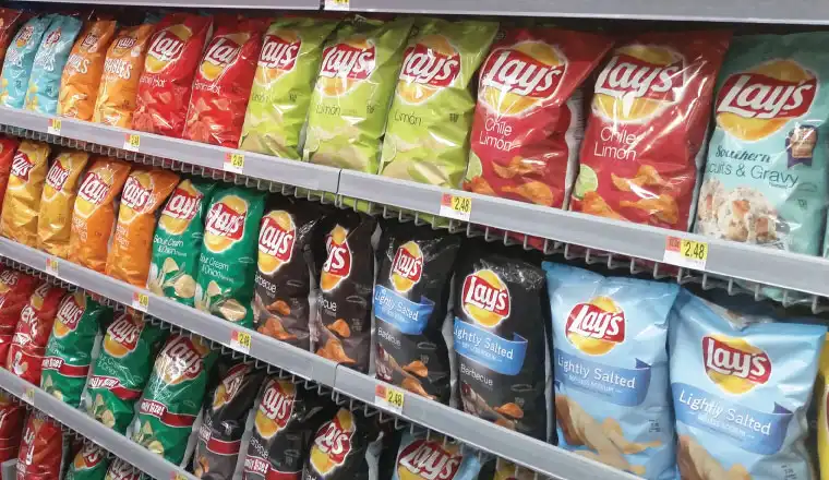Lays potato chips on the racks