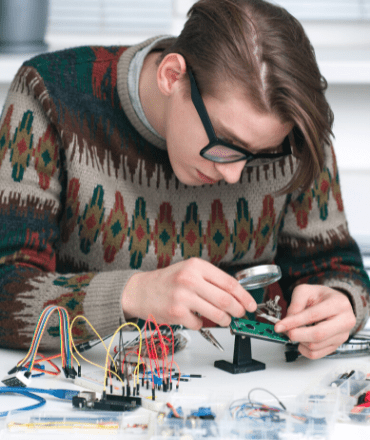 image of a product designer designing a product and showing the stages in the design process