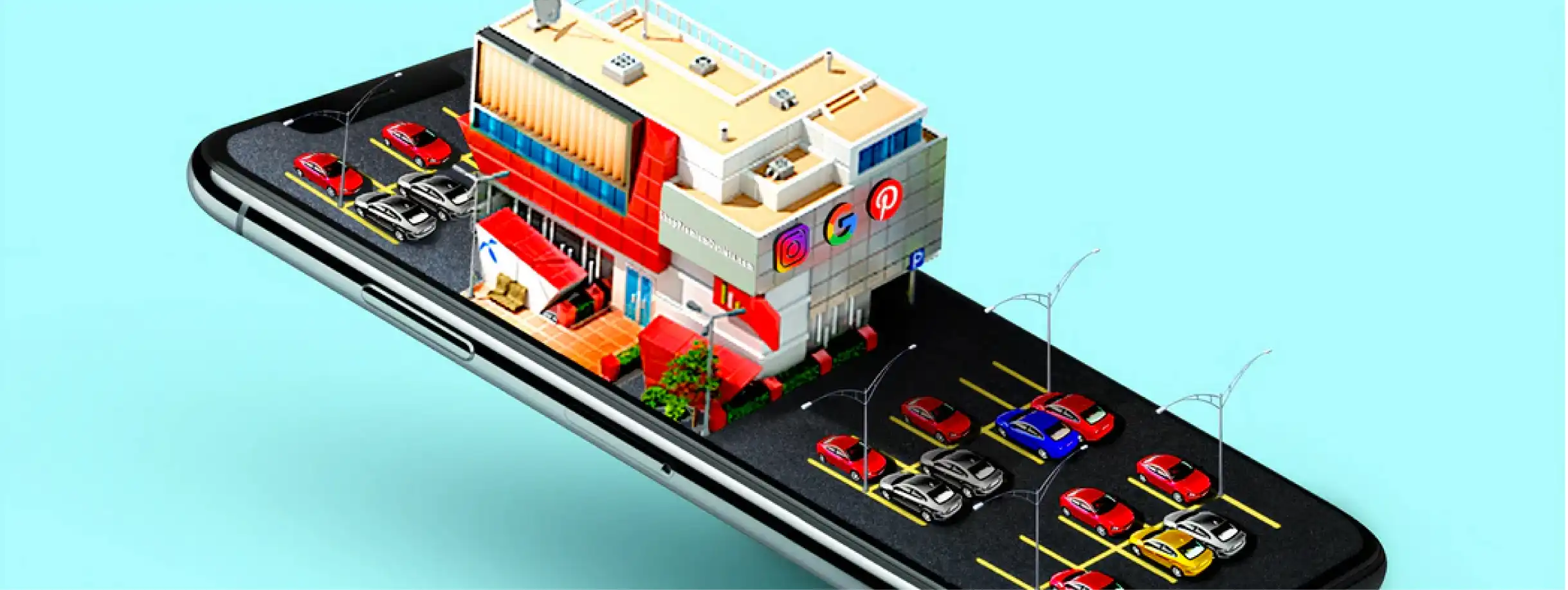 image of a mobile phone with a business on its screen showing the business is on mobile platforms