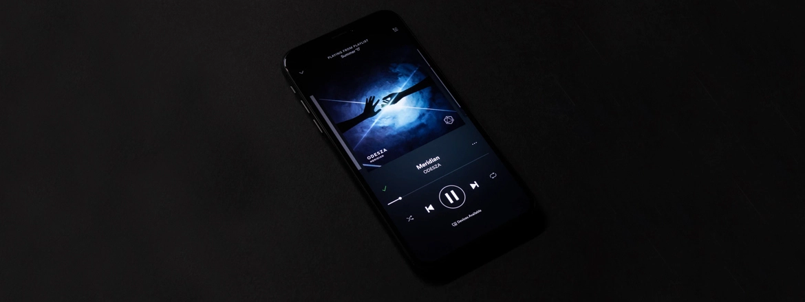 image of a smartphone with music streaming copyright